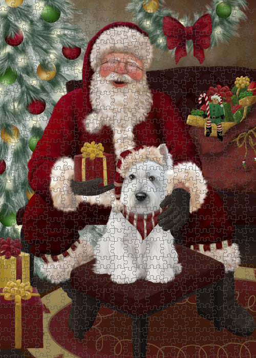 Santa's Christmas Surprise West Highland Terrier Dog Puzzle with Photo Tin PUZL101020
