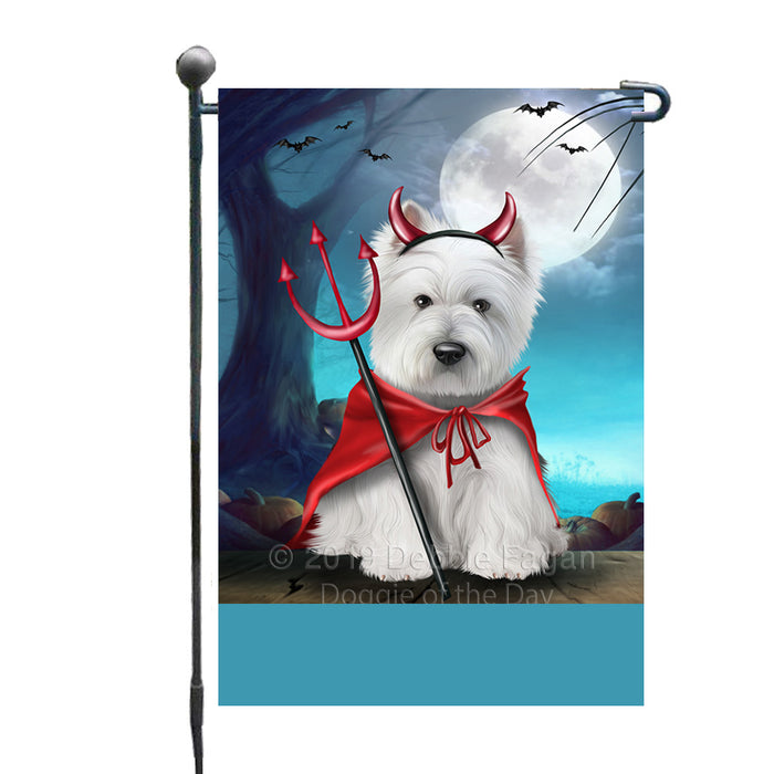 Personalized Happy Halloween Trick or Treat West Highland White Terrier Dog Devil Custom Garden Flag GFLG64494
