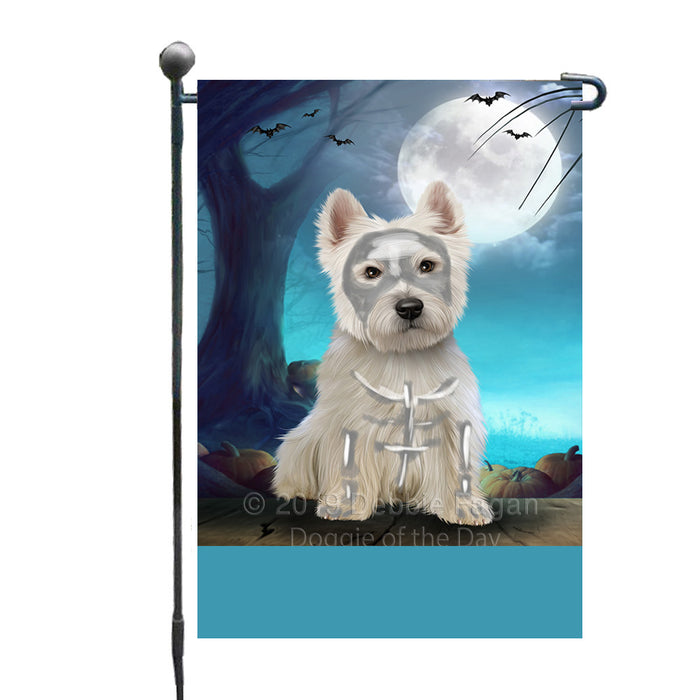 Personalized Happy Halloween Trick or Treat West Highland White Terrier Dog Skeleton Custom Garden Flag GFLG64549