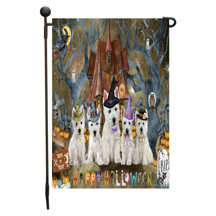 West Highland Terrier Dogs Garden Flag: Explore a Variety of Designs, Personalized, Custom, Weather Resistant, Double-Sided, Outdoor Garden Halloween Yard Decor for Dog and Pet Lovers