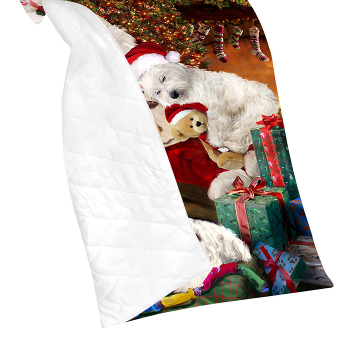 Santa Sleeping with Westies Dogs Quilt