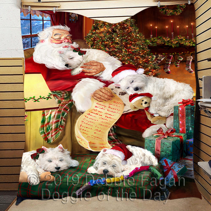 Santa Sleeping with Westies Dogs Quilt