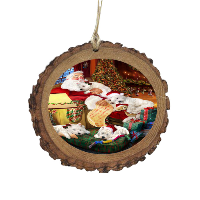 Westies Dog and Puppies Sleeping with Santa Wooden Christmas Ornament WOR49329
