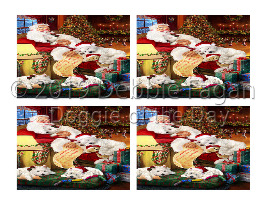 Santa Sleeping with Westies Dogs Placemat