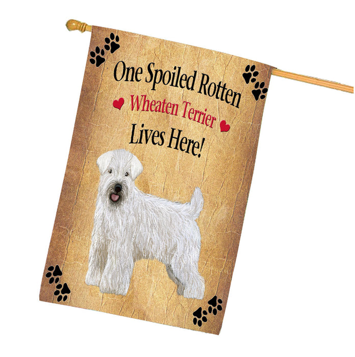 Spoiled Rotten Wheaten Terrier Dog House Flag Outdoor Decorative Double Sided Pet Portrait Weather Resistant Premium Quality Animal Printed Home Decorative Flags 100% Polyester FLG68584