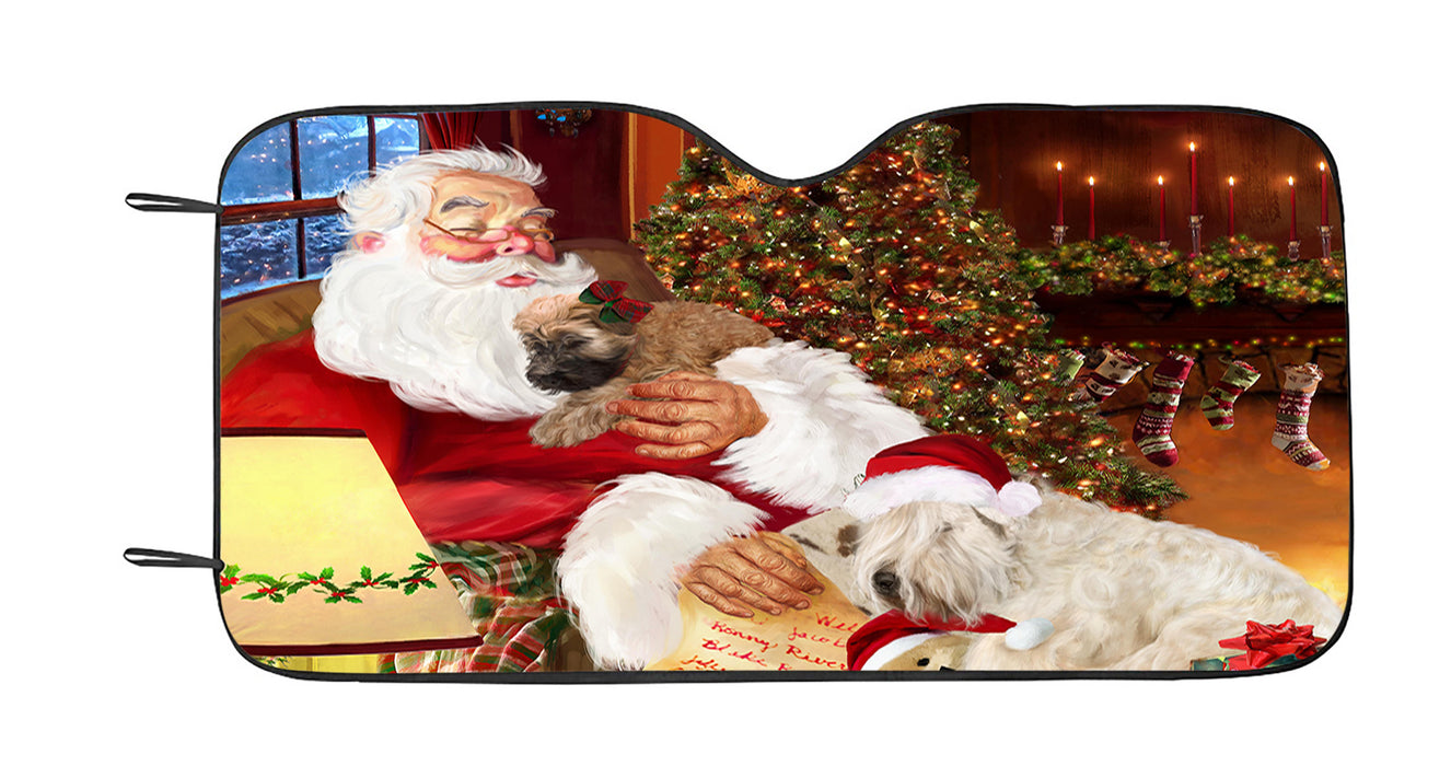 Santa Sleeping with Wheaten Terrier Dogs Car Sun Shade