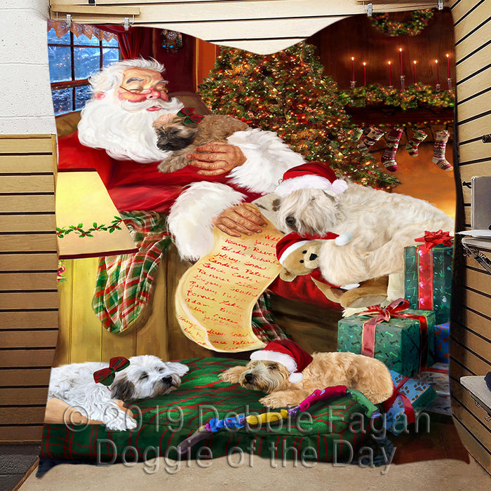 Santa Sleeping with Wheaten Terrier Dogs Quilt
