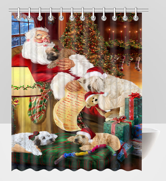 Santa Sleeping with Wheaten Terrier Dogs Shower Curtain