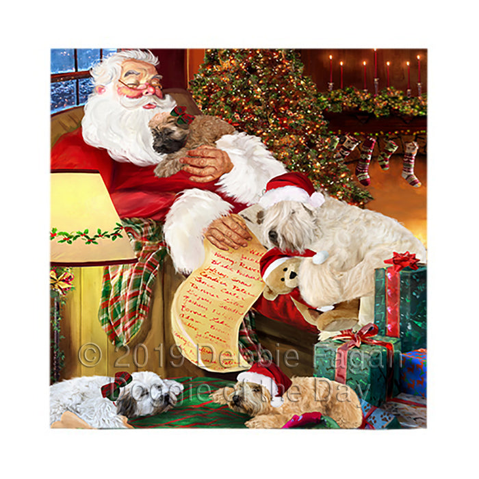Santa Sleeping with Wheaten Terrier Dogs Square Towel 