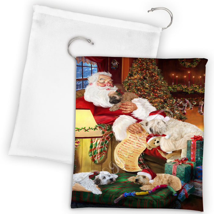 Santa Sleeping with Whippet Drawstring Laundry or Gift Bag LGB48864