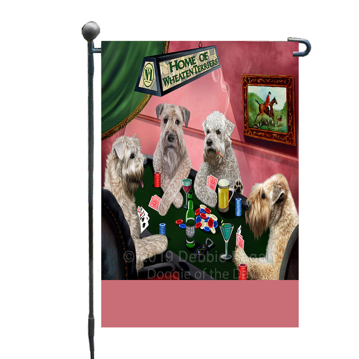 Personalized Home of Wheaten Terrier Dogs Four Dogs Playing Poker Custom Garden Flags GFLG-DOTD-A60307