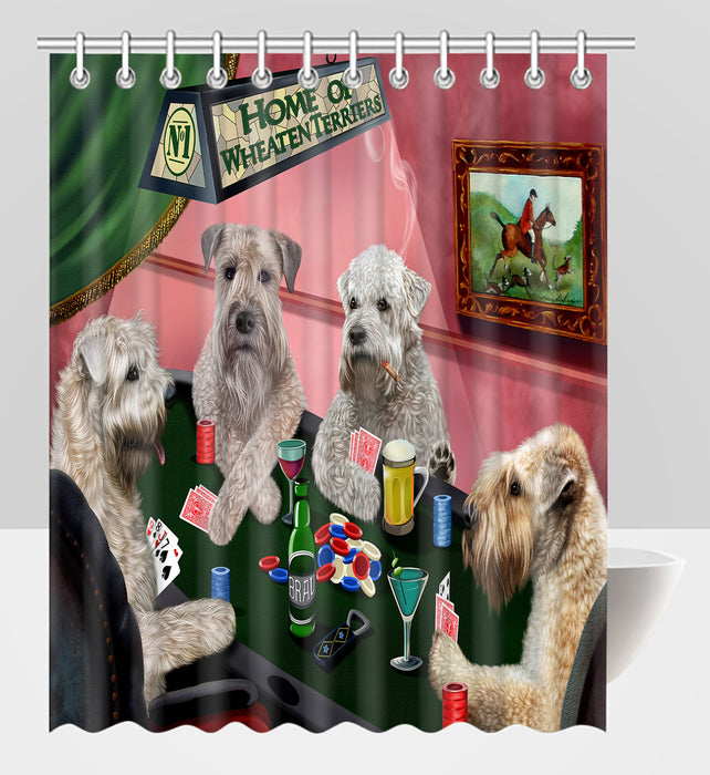 Home of  Wheaten Terrier Dogs Playing Poker Shower Curtain