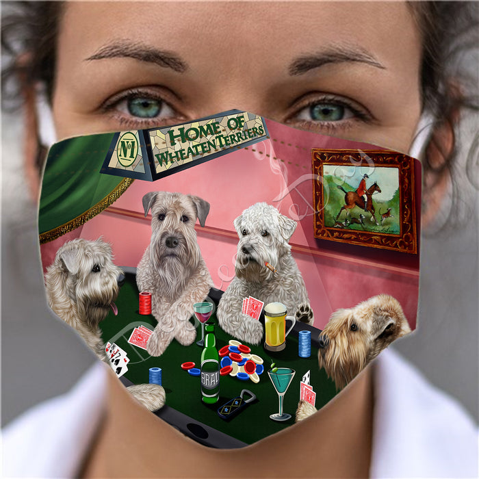 Home of Wheaten Terrier Dogs Playing Poker Face Mask FM49831