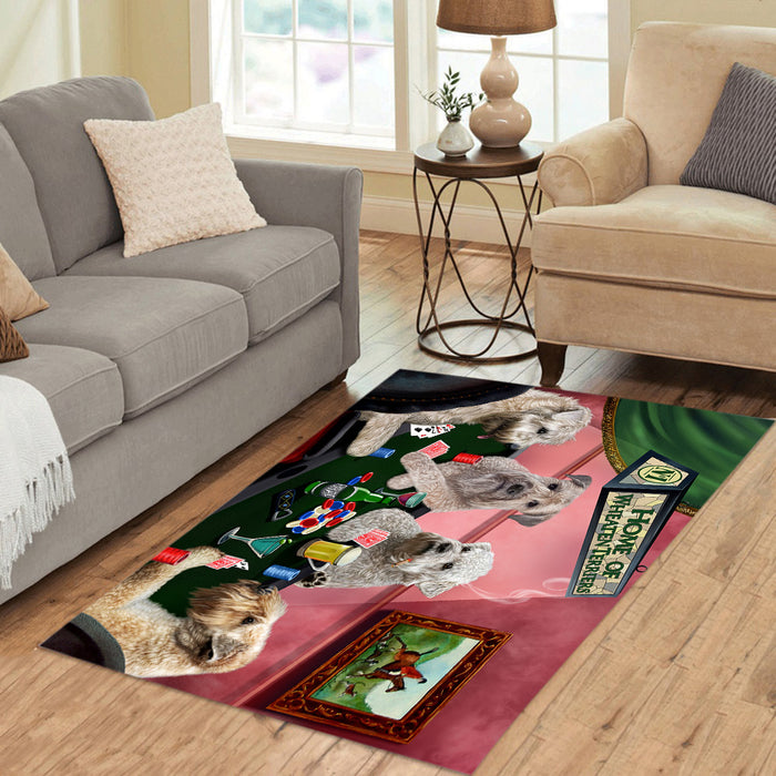 Home of  Wheaten Terrier Dogs Playing Poker Area Rug