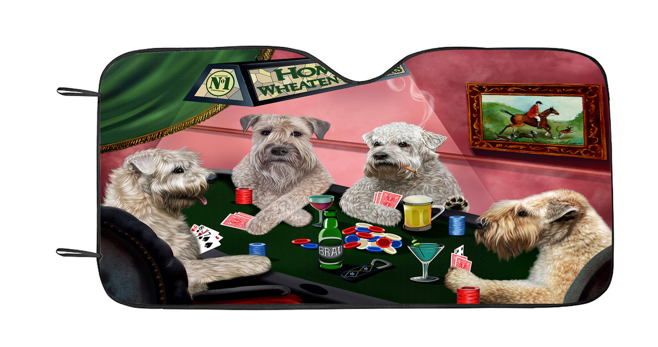Home of  Wheaten Terrier Dogs Playing Poker Car Sun Shade