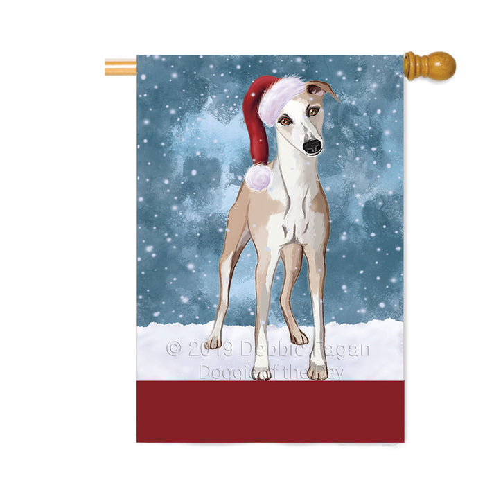 Personalized Let It Snow Happy Holidays Whippet Dog Custom House Flag FLG-DOTD-A62538