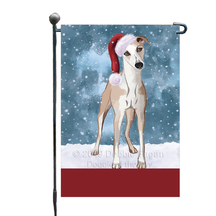 Personalized Let It Snow Happy Holidays Whippet Dog Custom Garden Flags GFLG-DOTD-A62482