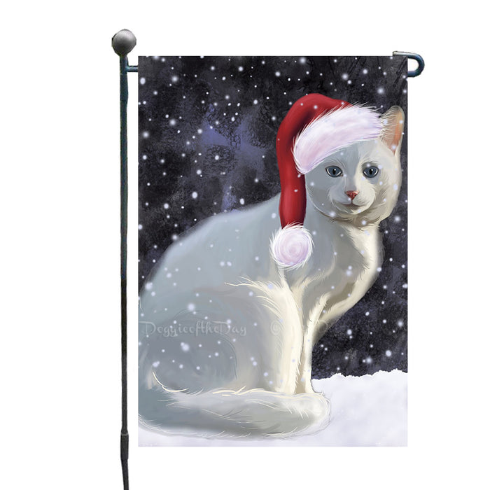 Christmas Let it Snow White Albino Cat Garden Flags Outdoor Decor for Homes and Gardens Double Sided Garden Yard Spring Decorative Vertical Home Flags Garden Porch Lawn Flag for Decorations GFLG68822