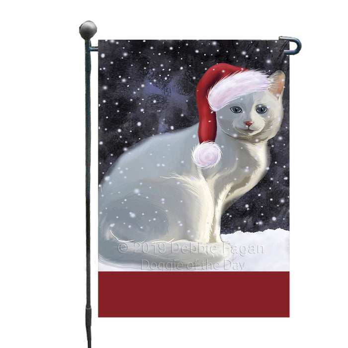 Personalized Let It Snow Happy Holidays White Albino Cat Custom Garden Flags GFLG-DOTD-A62483