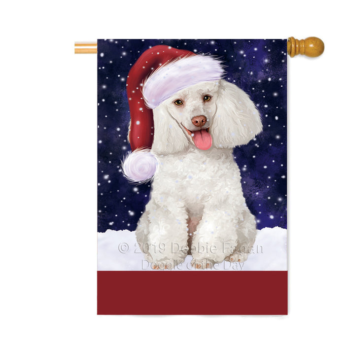 Personalized Let It Snow Happy Holidays White Poodle Dog Custom House Flag FLG-DOTD-A62540