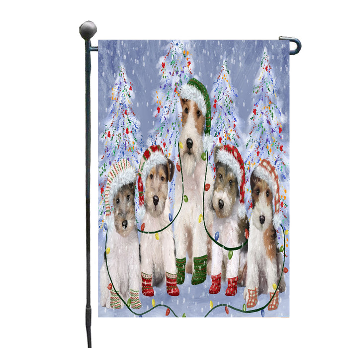 Christmas Lights and Wire Fox Terrier Dogs Garden Flags- Outdoor Double Sided Garden Yard Porch Lawn Spring Decorative Vertical Home Flags 12 1/2"w x 18"h