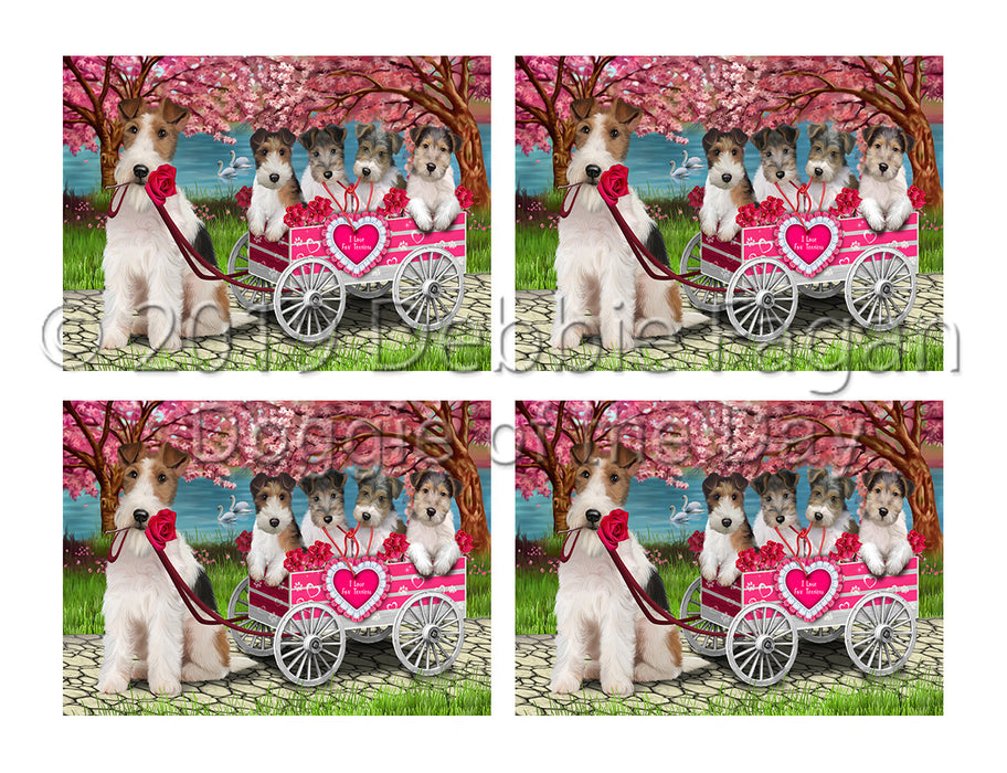 I Love Wire Fox Terrier Dogs in a Cart Placemat