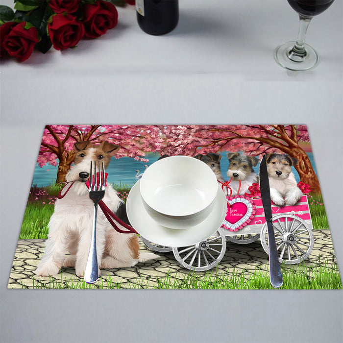 I Love Wire Fox Terrier Dogs in a Cart Placemat