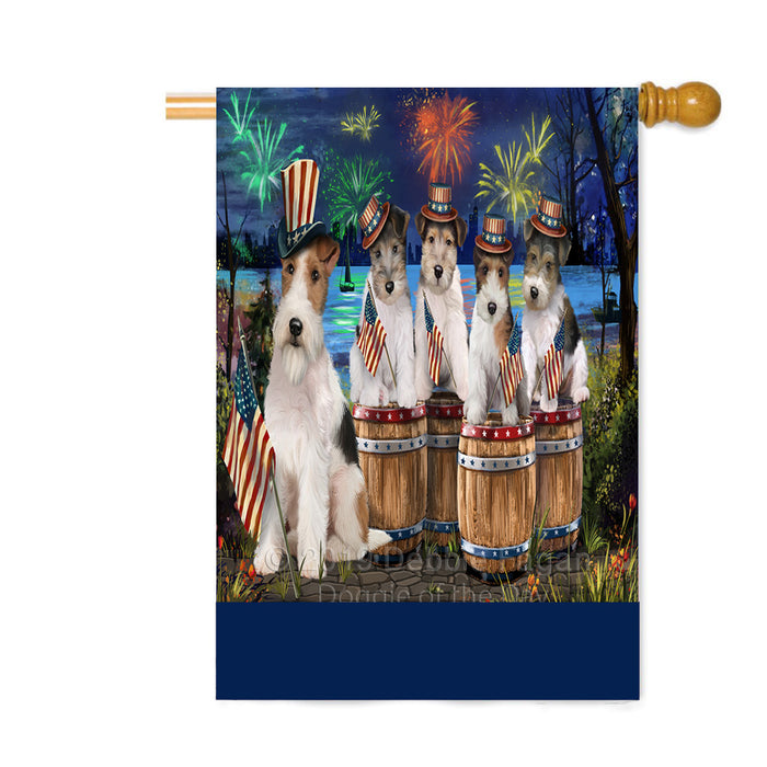 Personalized 4th of July Firework Wire Fox Terrier Dogs Custom House Flag FLG-DOTD-A58220