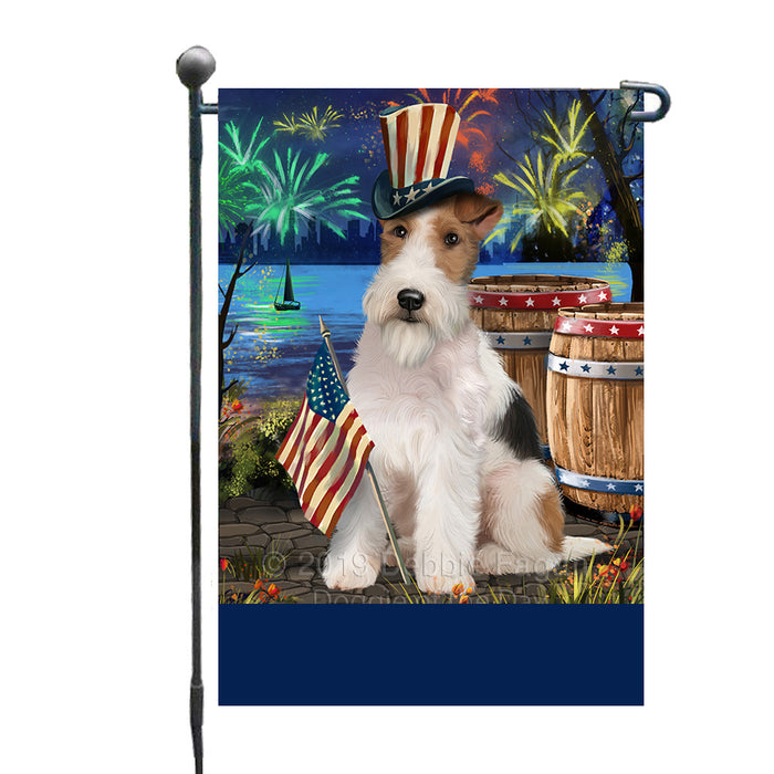 Personalized 4th of July Firework Wire Fox Terrier Dog Custom Garden Flags GFLG-DOTD-A58165