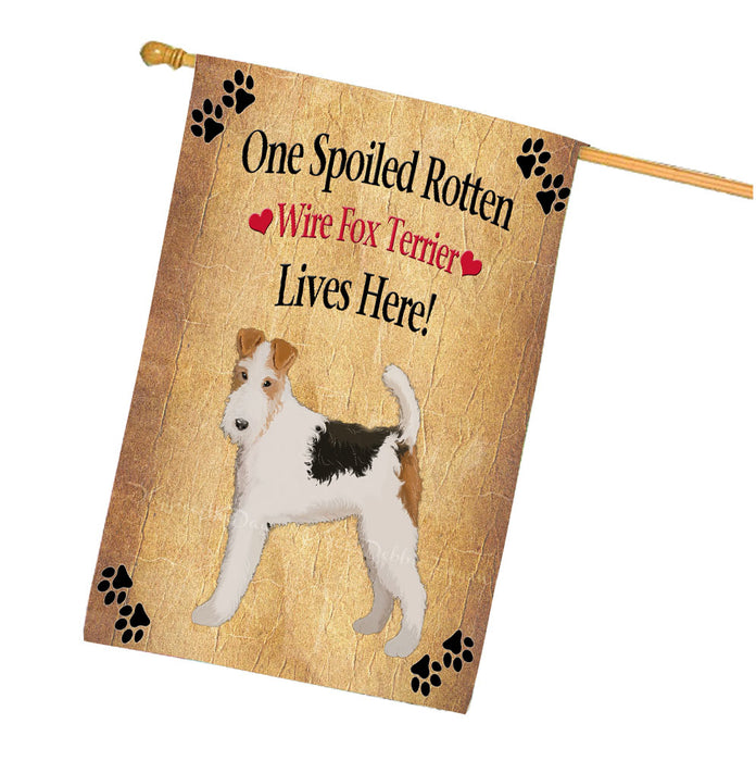 Spoiled Rotten Wire Fox Terrier Dog House Flag Outdoor Decorative Double Sided Pet Portrait Weather Resistant Premium Quality Animal Printed Home Decorative Flags 100% Polyester FLG68590