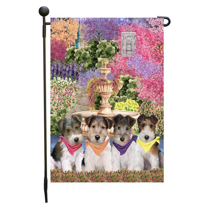 Wire Fox Terrier Dogs Garden Flag: Explore a Variety of Designs, Weather Resistant, Double-Sided, Custom, Personalized, Outside Garden Yard Decor, Flags for Dog and Pet Lovers