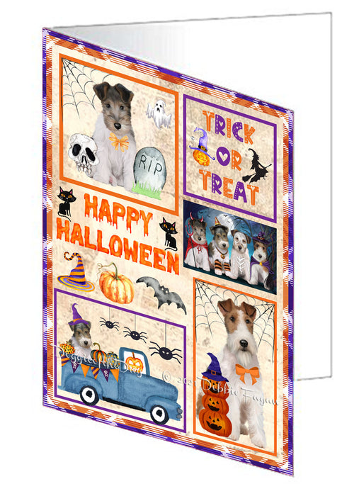 Happy Halloween Trick or Treat Wire Fox Terrier Dogs Handmade Artwork Assorted Pets Greeting Cards and Note Cards with Envelopes for All Occasions and Holiday Seasons GCD76664