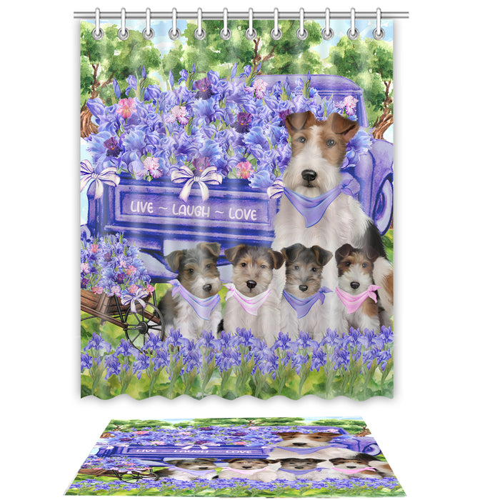 Wire Fox Terrier Shower Curtain & Bath Mat Set - Explore a Variety of Personalized Designs - Custom Rug and Curtains with hooks for Bathroom Decor - Pet and Dog Lovers Gift