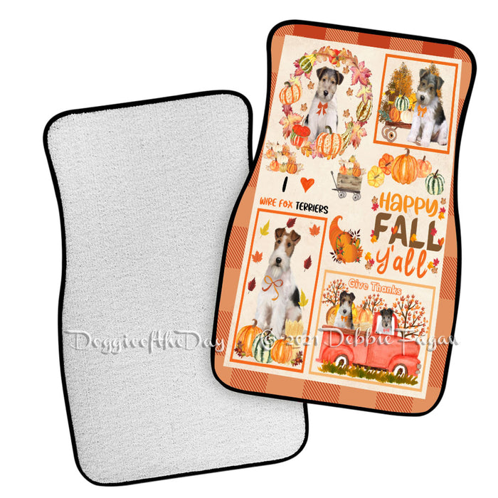 Happy Fall Y'all Pumpkin Wire Fox Terrier Dogs Polyester Anti-Slip Vehicle Carpet Car Floor Mats CFM49363