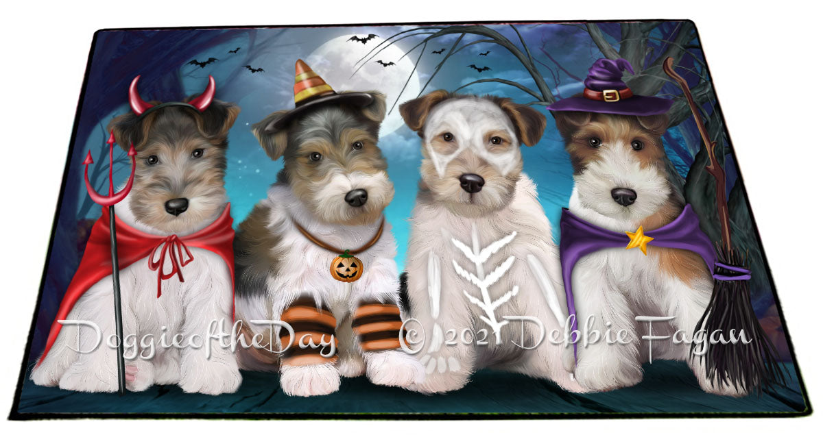 Happy Halloween Trick or Treat Wire Fox Terrier Dogs Indoor/Outdoor Welcome Floormat - Premium Quality Washable Anti-Slip Doormat Rug FLMS58477