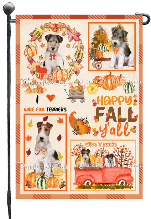 Happy Fall Y'all Pumpkin Wire Fox Terrier Dogs Garden Flags- Outdoor Double Sided Garden Yard Porch Lawn Spring Decorative Vertical Home Flags 12 1/2"w x 18"h