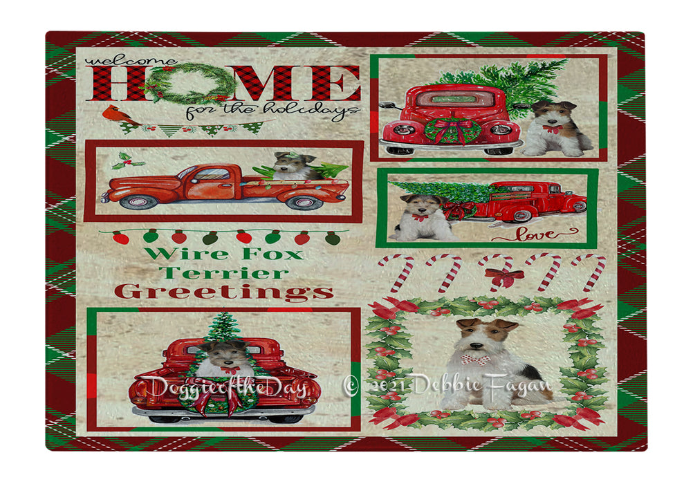Welcome Home for Christmas Holidays Wire Fox Terrier Dogs Cutting Board - Easy Grip Non-Slip Dishwasher Safe Chopping Board Vegetables C79117