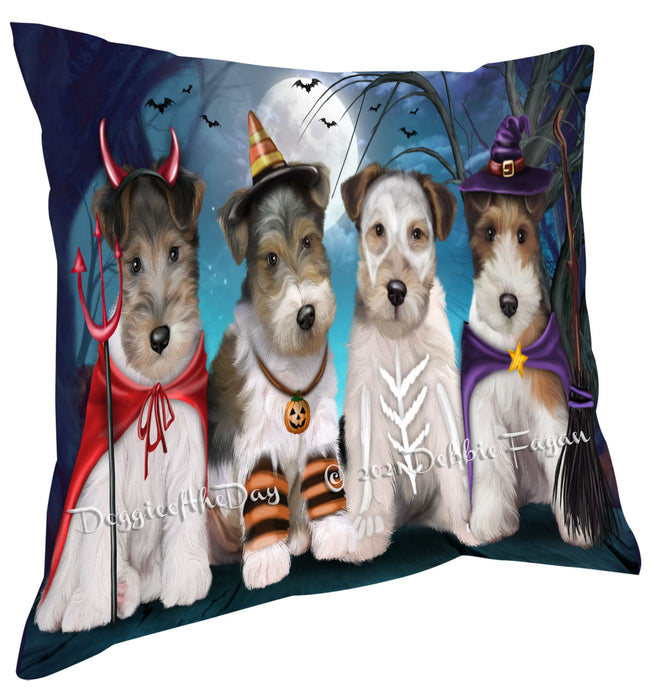 Happy Halloween Trick or Treat Wire Fox Terrier Dogs Pillow with Top Quality High-Resolution Images - Ultra Soft Pet Pillows for Sleeping - Reversible & Comfort - Ideal Gift for Dog Lover - Cushion for Sofa Couch Bed - 100% Polyester, PILA88606
