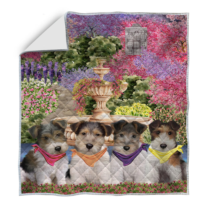 Wire Fox Terrier Bed Quilt, Explore a Variety of Designs, Personalized, Custom, Bedding Coverlet Quilted, Pet and Dog Lovers Gift