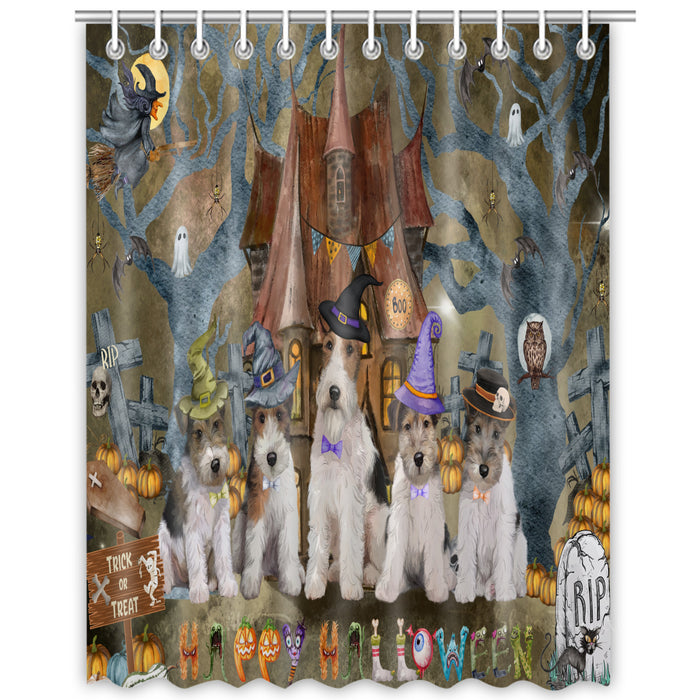 Wire Fox Terrier Shower Curtain, Explore a Variety of Personalized Designs, Custom, Waterproof Bathtub Curtains with Hooks for Bathroom, Dog Gift for Pet Lovers