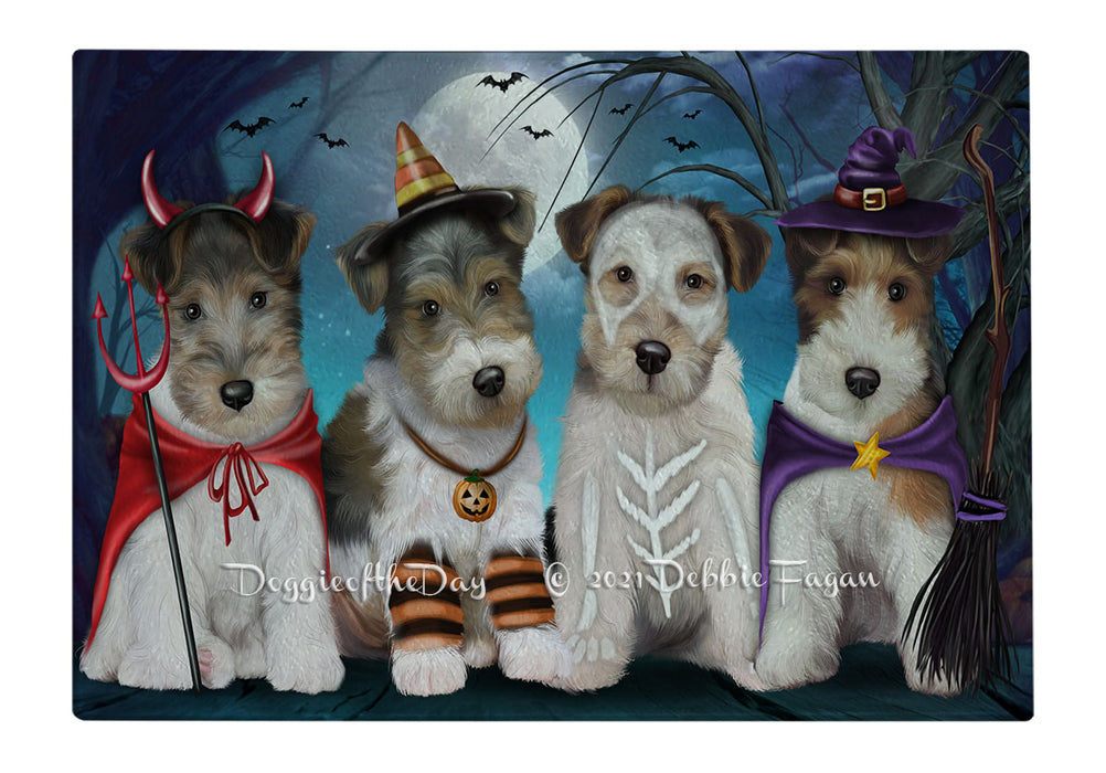 Happy Halloween Trick or Treat Wire Fox Terrier Dogs Cutting Board - Easy Grip Non-Slip Dishwasher Safe Chopping Board Vegetables C79696
