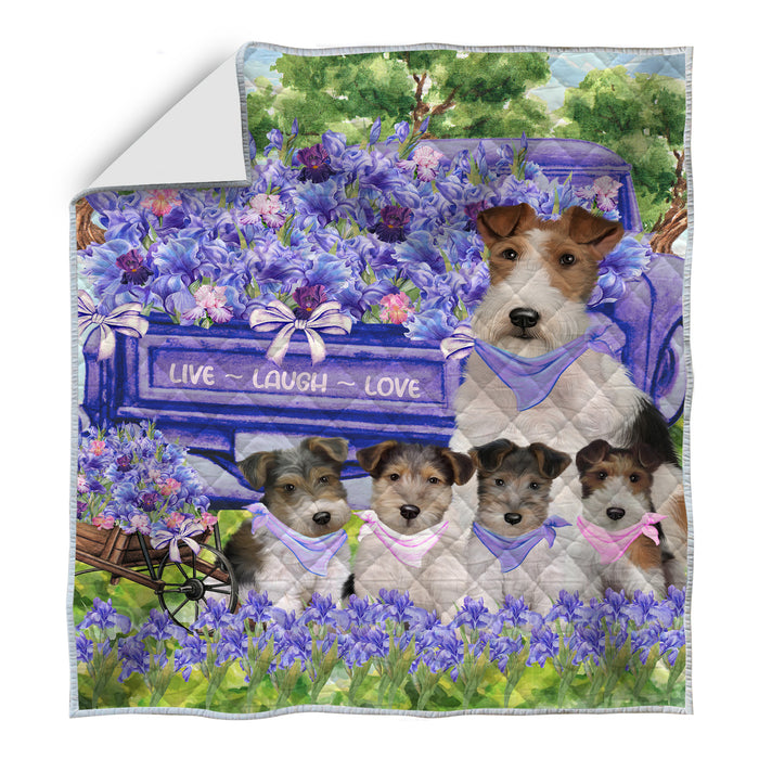Wire Fox Terrier Quilt, Explore a Variety of Bedding Designs, Bedspread Quilted Coverlet, Custom, Personalized, Pet Gift for Dog Lovers
