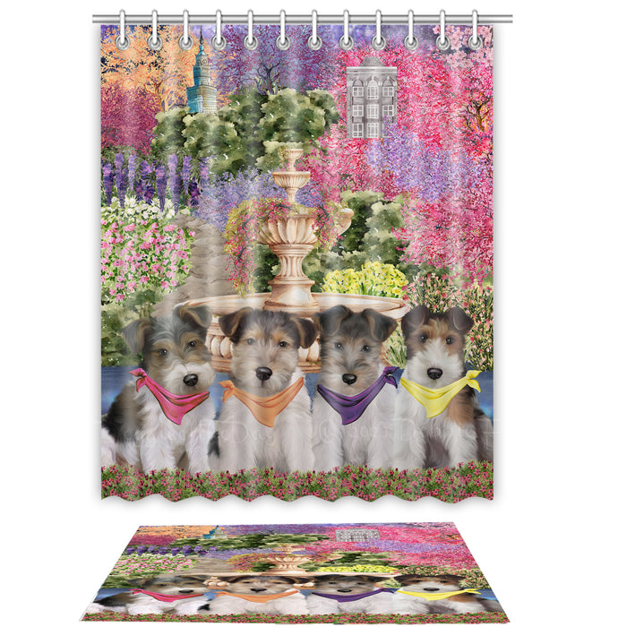Wire Fox Terrier Shower Curtain with Bath Mat Combo: Curtains with hooks and Rug Set Bathroom Decor, Custom, Explore a Variety of Designs, Personalized, Pet Gift for Dog Lovers