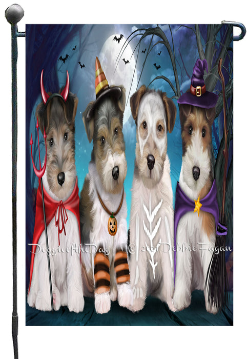 Happy Halloween Trick or Treat Wire Fox Terrier Dogs Garden Flags- Outdoor Double Sided Garden Yard Porch Lawn Spring Decorative Vertical Home Flags 12 1/2"w x 18"h
