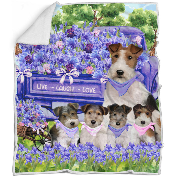 Wire Fox Terrier Bed Blanket, Explore a Variety of Designs, Personalized, Throw Sherpa, Fleece and Woven, Custom, Soft and Cozy, Dog Gift for Pet Lovers