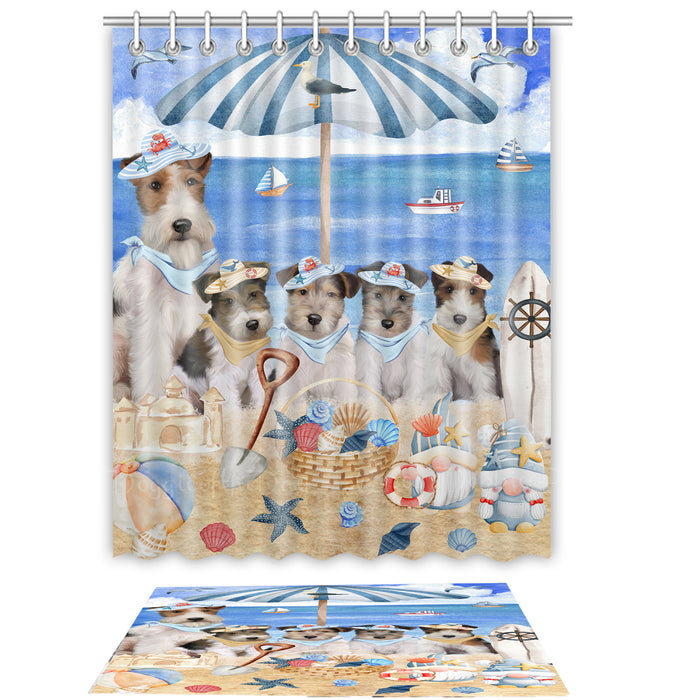 Wire Fox Terrier Shower Curtain & Bath Mat Set - Explore a Variety of Custom Designs - Personalized Curtains with hooks and Rug for Bathroom Decor - Dog Gift for Pet Lovers