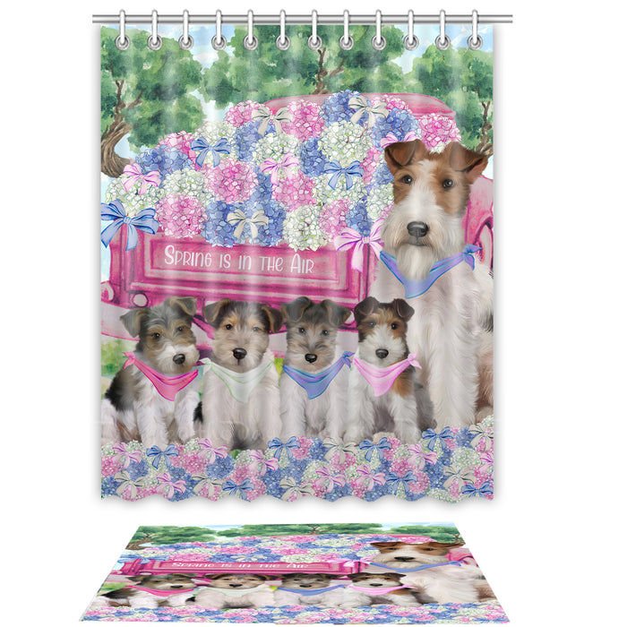 Wire Fox Terrier Shower Curtain & Bath Mat Set - Explore a Variety of Personalized Designs - Custom Rug and Curtains with hooks for Bathroom Decor - Pet and Dog Lovers Gift