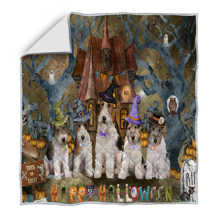 Wire Fox Terrier Bed Quilt, Explore a Variety of Designs, Personalized, Custom, Bedding Coverlet Quilted, Pet and Dog Lovers Gift