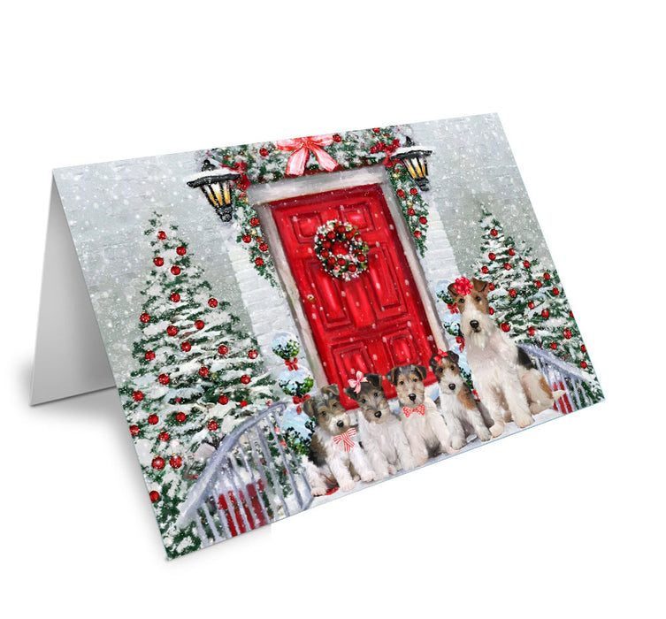 Christmas Holiday Welcome Wire Fox Terrier Dog Handmade Artwork Assorted Pets Greeting Cards and Note Cards with Envelopes for All Occasions and Holiday Seasons