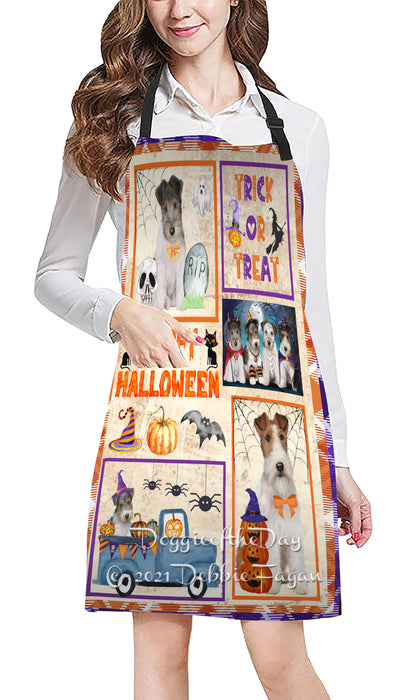 Happy Halloween Trick or Treat Wire Fox Terrier Dogs Cooking Kitchen Adjustable Apron Apron49375